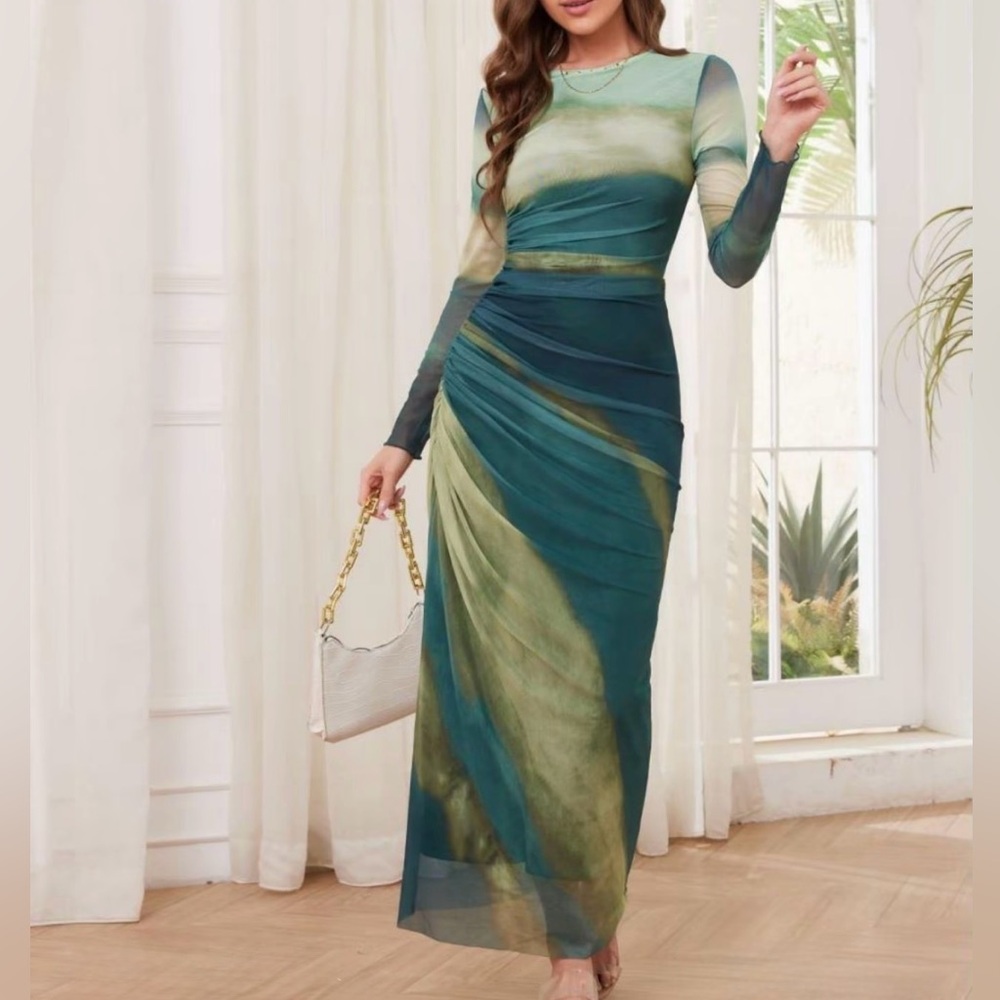 Long Sleeve ruched dress